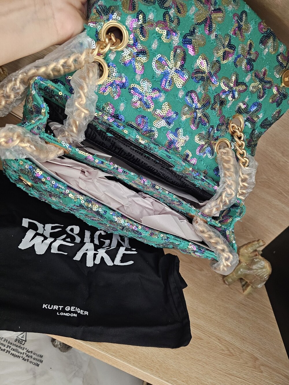 Kurt Geiger London Large Sequin Floral  Bag . - Picture 11 of 13